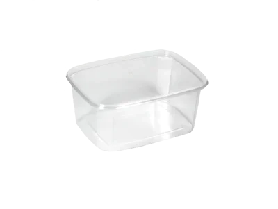 Saladebakken “rechthoek” 250 ml, PS 10,8 x 8,2 x 4,7 cm transparant