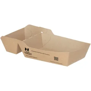 Snackbakjes A9+1, karton 16 x 6,5 x 3,5 cm bruin Notpla