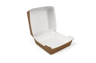 Hamburgerboxen maxi, karton 11,5 x 11 x 7,8 cm bruin / wit