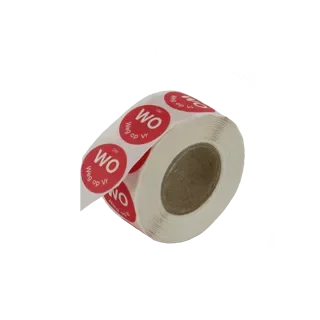 Etiketten oplosbaar Daymark, Ø 1,9 cm rood “Woensdag weg op vrijdag”