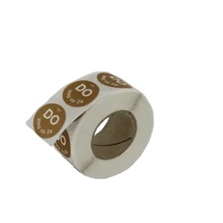 Etiketten oplosbaar Daymark, Ø 1,9 cm bruin “Donderdag weg op zaterdag”