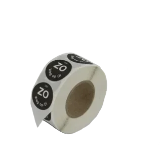 Etiketten oplosbaar Daymark, Ø 1,9 cm zwart “Zondag weg op Dinsdag”