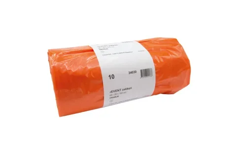Zakken op rol rEVENT, LDPE 66/28 x 160 cm 50 µm oranje