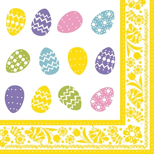 Servetten 3-laags 1/4 vouw 40 cm x 40 cm “Coloured Eggs”