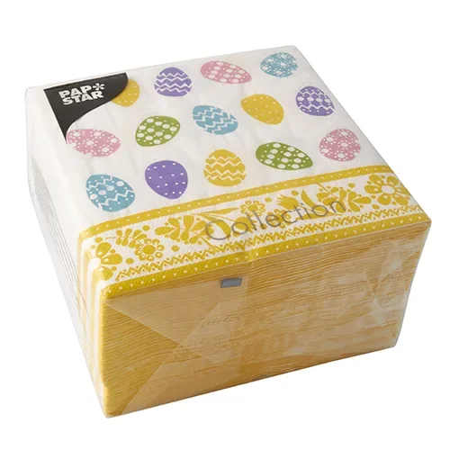 Servetten 3-laags 1/4 vouw 33 cm x 33 cm “Coloured Eggs”