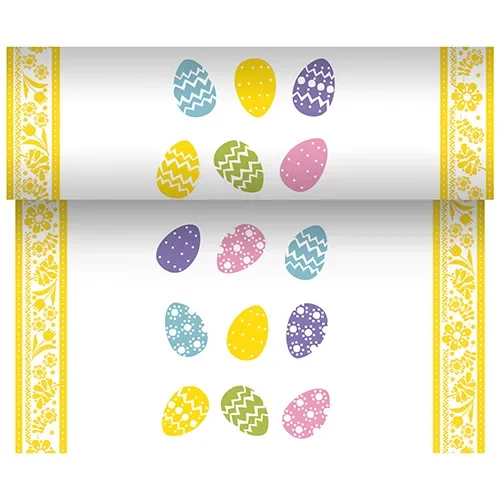 Tafellopers, Airlaid 24 m x 40 cm “Coloured Eggs”