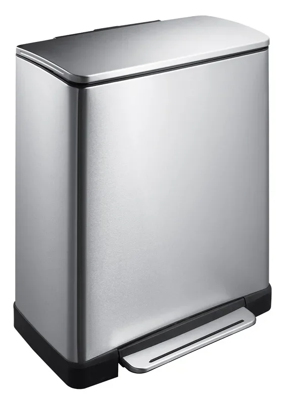 E-Cube pedaalemmer 50 ltr, Eko mat rvs / zwart glanzend