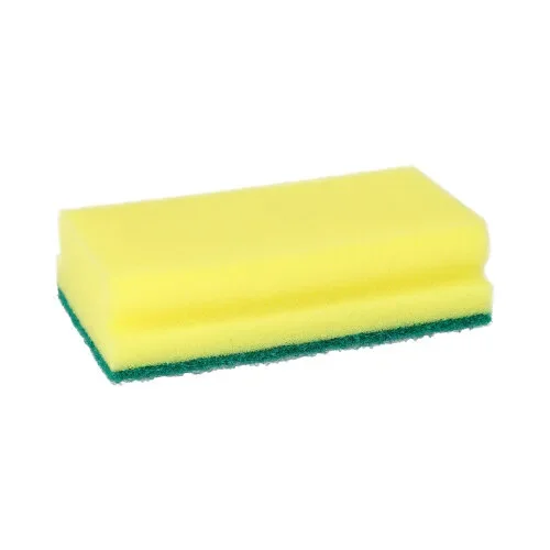 Pannensponsen Jumbo hoekig 4,1 cm x 14,8 cm x 8,5 cm geel/groen met greep