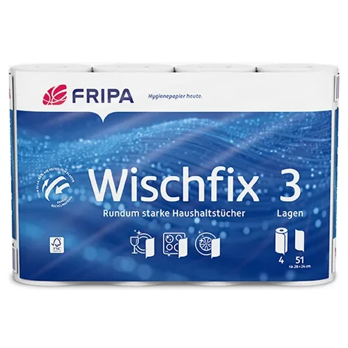 Keukenrollen, 3-laags 26 cm x 23,8 cm wit Wischfix 51 vellen
